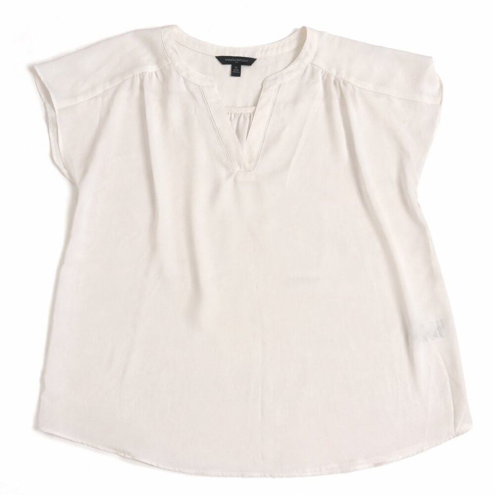 Banana Republic White V-Neck Cap Sleeve Blouse Womens